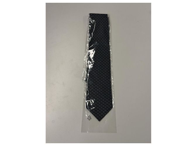 Hermès blue silk tie with H motif - view 3