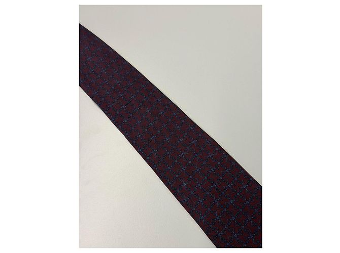 Hermès bordeaux silk tie geometric pattern - view 4