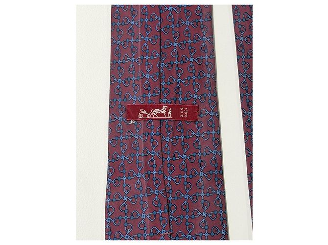 Hermès bordeaux silk tie geometric pattern - view 6