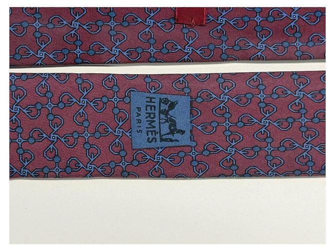 Hermès bordeaux silk tie geometric pattern - view 7