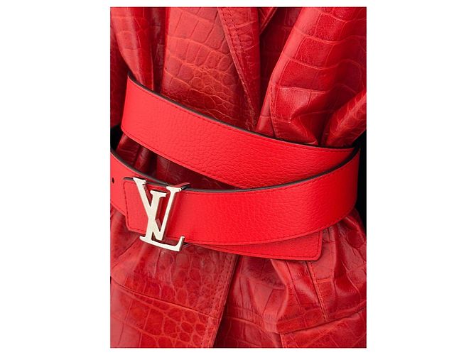 Louis Vuitton cintura LV Initiales reversibile rossa e blu - vista 2