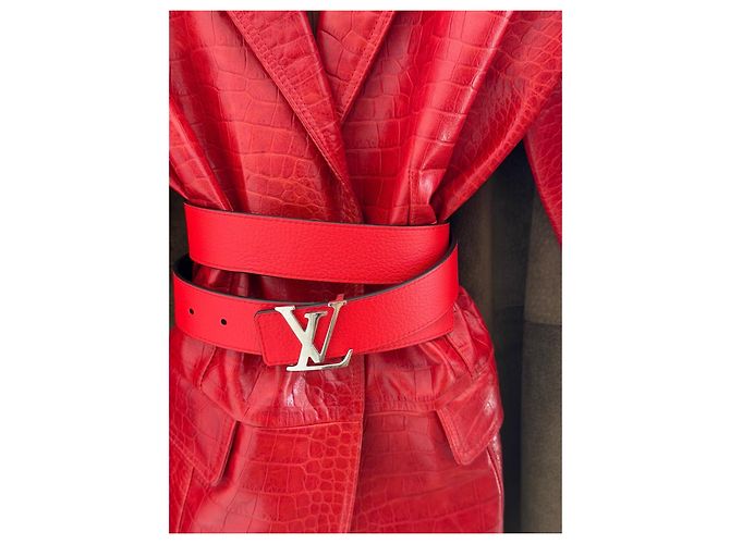 Louis Vuitton cintura LV Initiales reversibile rossa e blu - vista 3