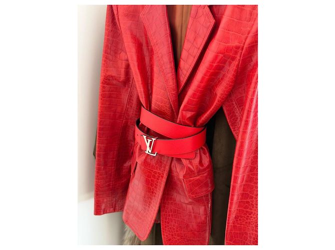 Louis Vuitton cintura LV Initiales reversibile rossa e blu - vista 4