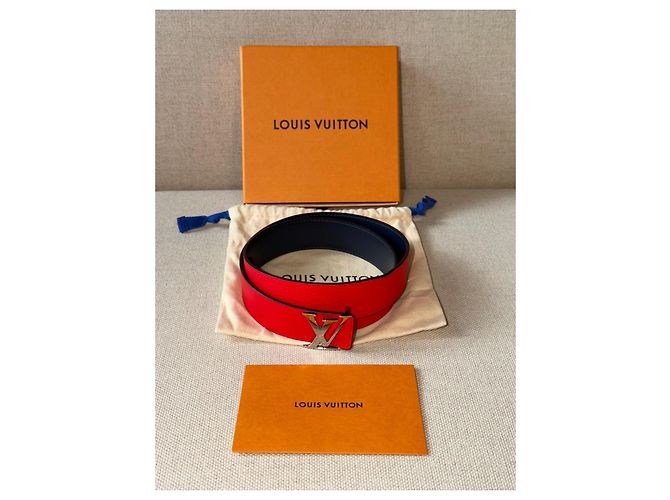 Louis Vuitton cintura LV Initiales reversibile rossa e blu - vista 5