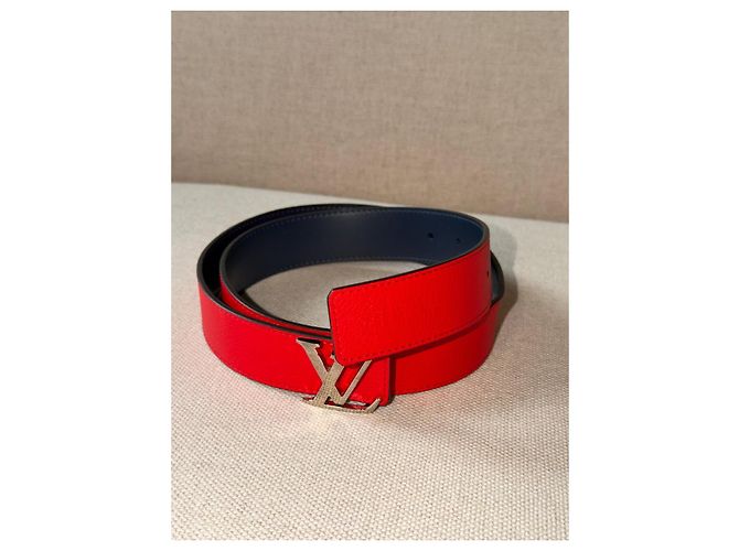Louis Vuitton cintura LV Initiales reversibile rossa e blu - vista 7