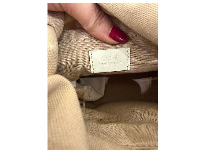 Chloé Borsa a Secchiello in Pelle Bianca a Righe - vista 11