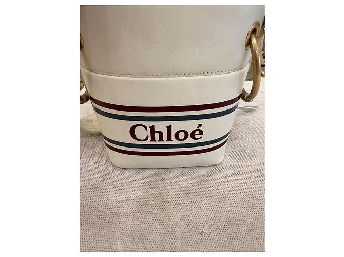 Chloé Borsa a Secchiello in Pelle Bianca a Righe - vista 2