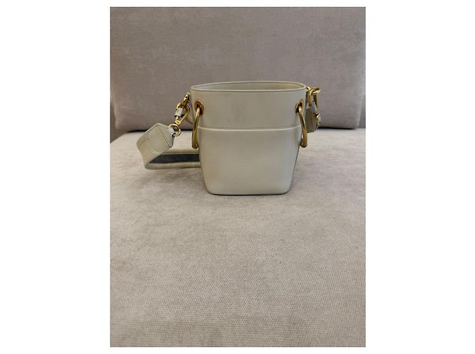 Chloé Borsa a Secchiello in Pelle Bianca a Righe - vista 3