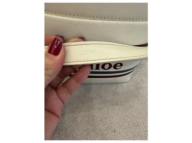Chloé Borsa a Secchiello in Pelle Bianca a Righe - vista 4