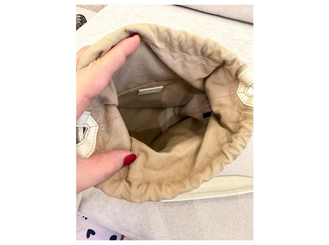 Chloé Borsa a Secchiello in Pelle Bianca a Righe - vista 9