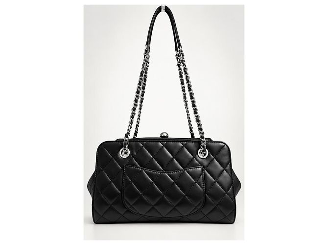 Timeless Borsa Chanel Classic Kisslock Pelle d'Agnello Nera - vista 2