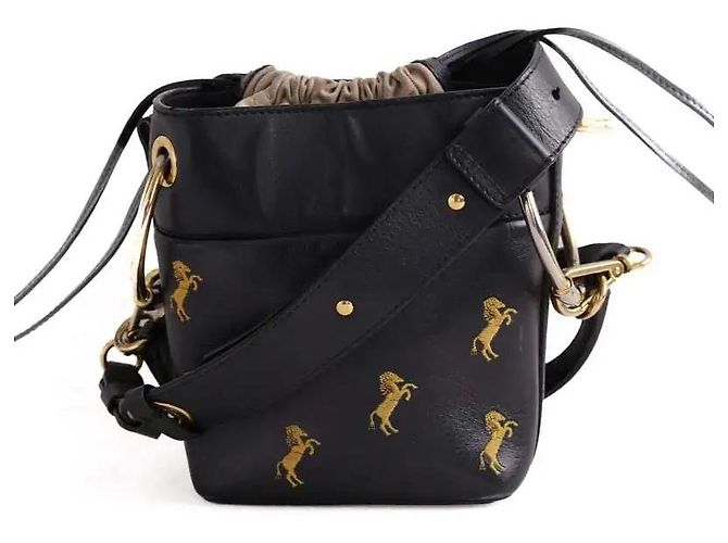 Chloé Roy borsa a secchiello in pelle nera - vista 4