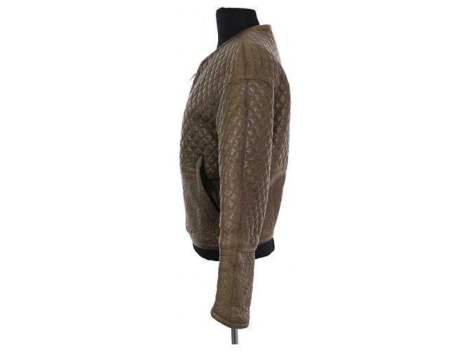 Barbara Bui Lederjacke Khaki - Ansicht 3