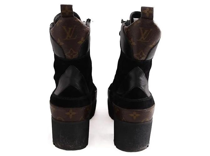 Stivaletti stringati in pelle nera Louis Vuitton - vista 2