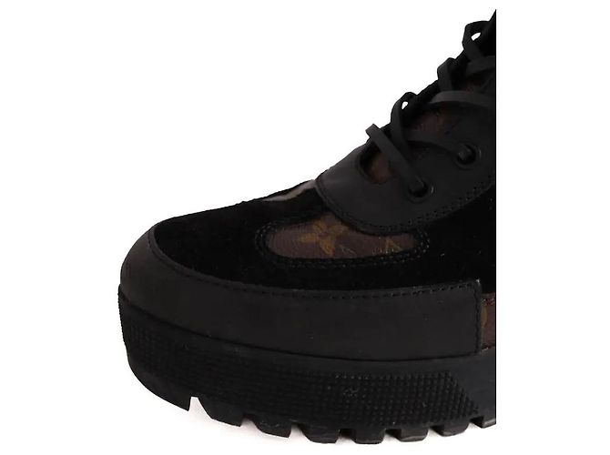 Stivaletti stringati in pelle nera Louis Vuitton - vista 4