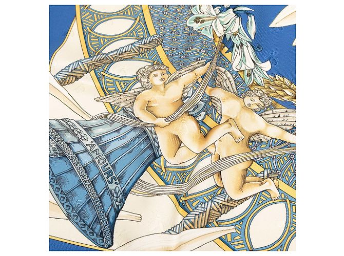 Foulard di seta Hermès Amours Marrone 90 Scarves - vista 7
