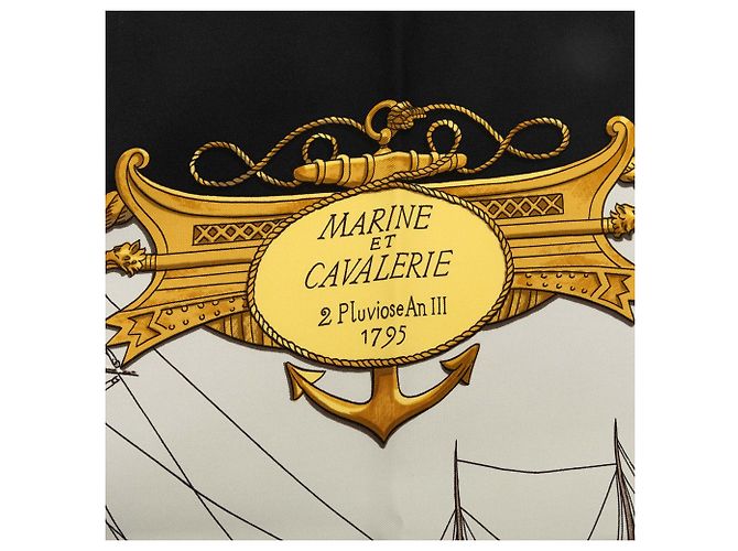 Hermès Marine et Cavalerie Seidentuch Weiß 90 - Ansicht 5