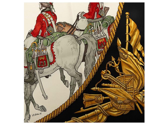 Hermès Marine et Cavalerie Seidentuch Weiß 90 - Ansicht 8