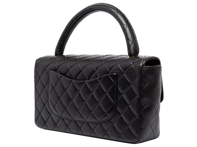 Borsa Chanel Medium Classic Kelly Flap in pelle d'agnello nera - vista 2