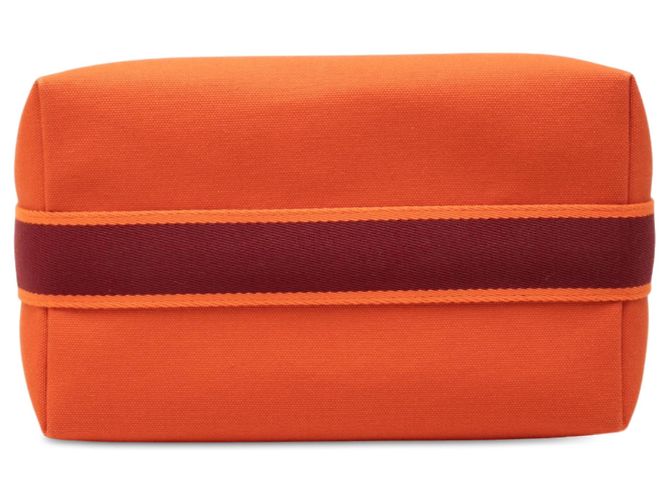 Borsa Vanity Case Hermès Large Toile Bride A Brac Arancione - vista 3