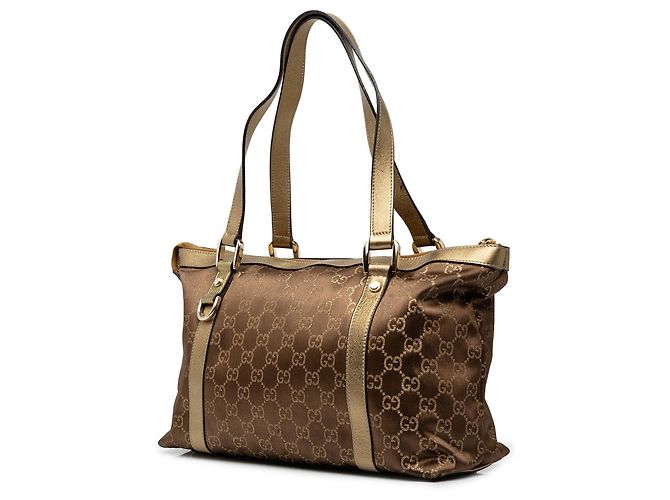 Borsa Tote Gucci GG Nylon Abbey D Ring Marrone - vista 2