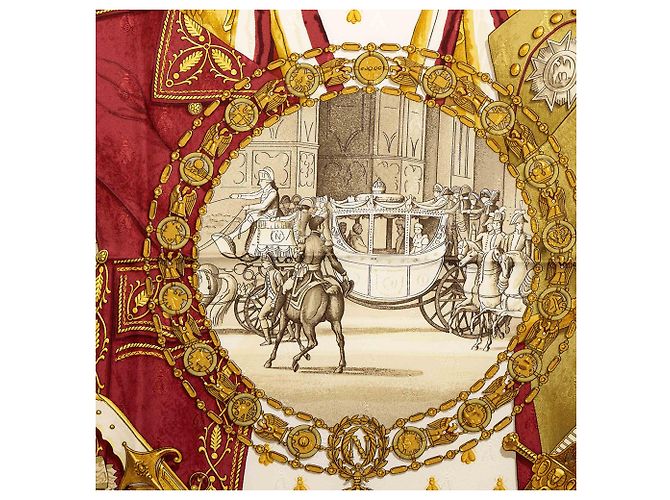 Hermès Napoleon Seidentuch Weiß 90 - Ansicht 5