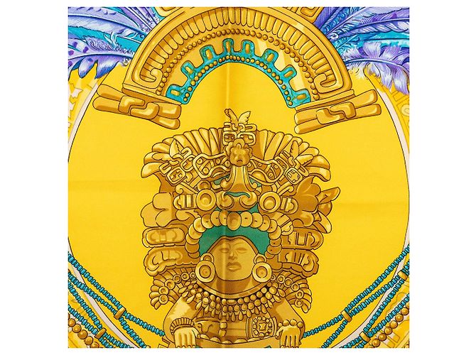 Foulard di seta Hermès Mexique Giallo 90 Scarves - vista 2