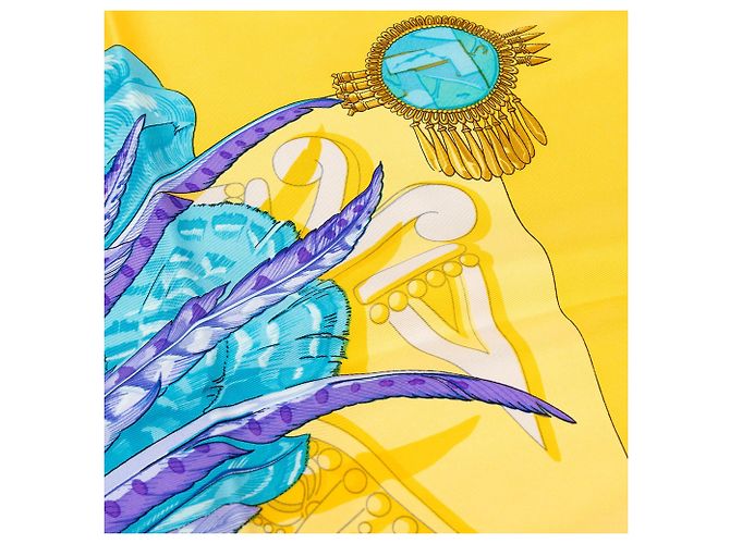 Foulard di seta Hermès Mexique Giallo 90 Scarves - vista 7