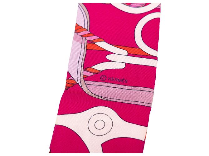 Twilly in seta Hermès Panoplie Equestre Rosa - vista 3