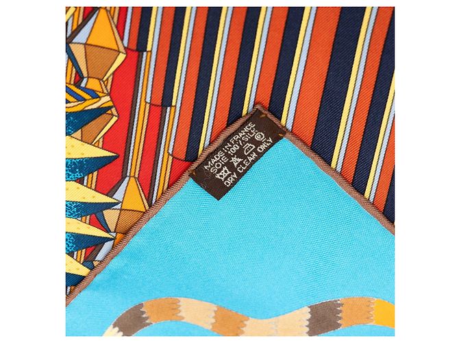 Hermès Point d Orgue Seidentuch Blau 90 - Ansicht 4