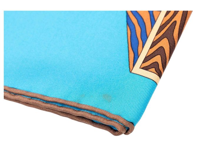 Hermès Point d Orgue Seidentuch Blau 90 - Ansicht 8