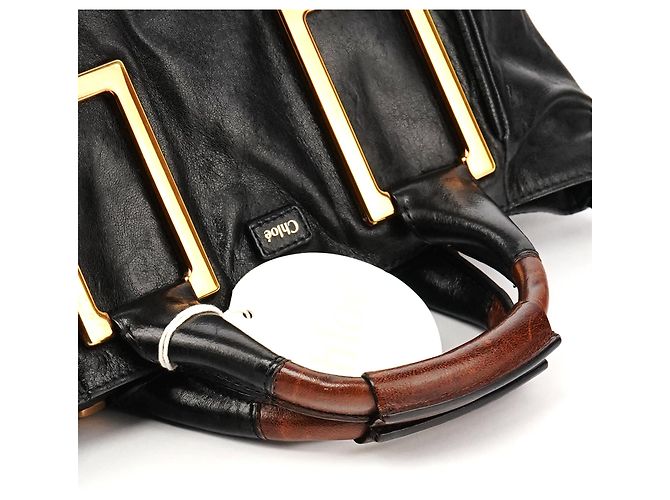 Chloé Borsa 2-Way in pelle nera con manico in metallo - vista 9