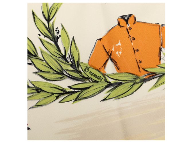Foulard di seta Hermès Champ de Courses a Chantilly Marrone 90 - vista 7
