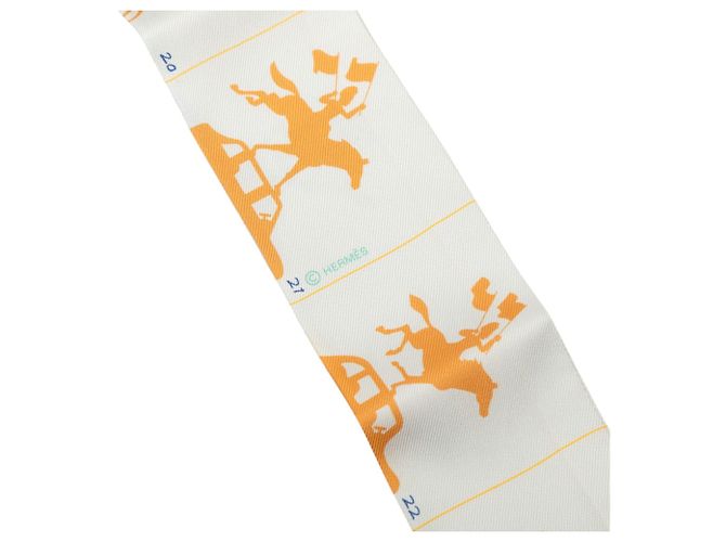 Lenço Twilly de Seda Hermès Parade Branco - vista 5