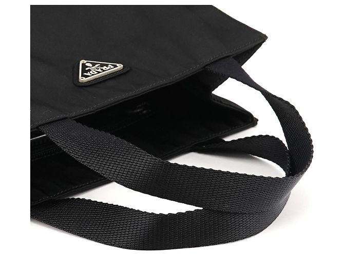 Prada Borsa Tote City in Nylon Tessuto Nero - vista 8