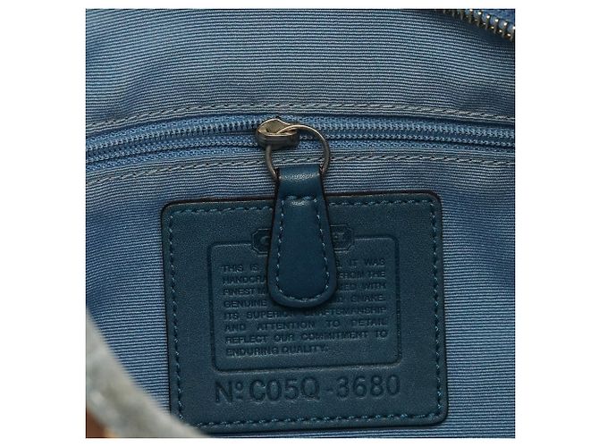 Coach Bolsa de ombro patchwork em python Beige Blue 3680 - vista 12