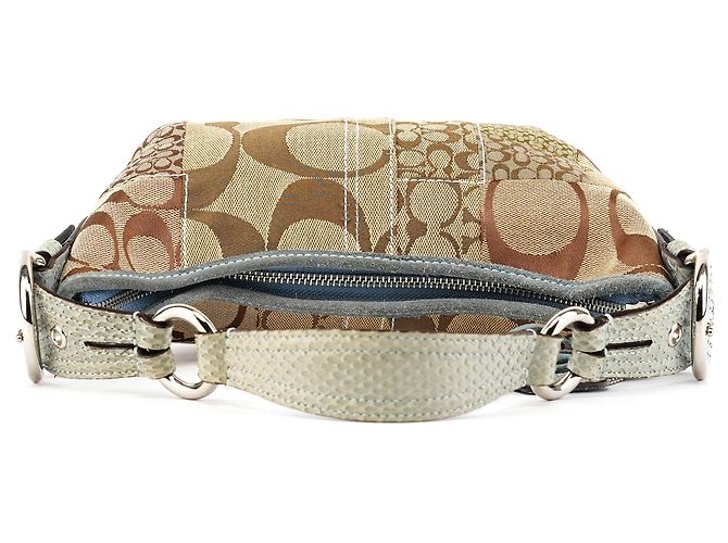 Coach Bolsa de ombro patchwork em python Beige Blue 3680 - vista 4