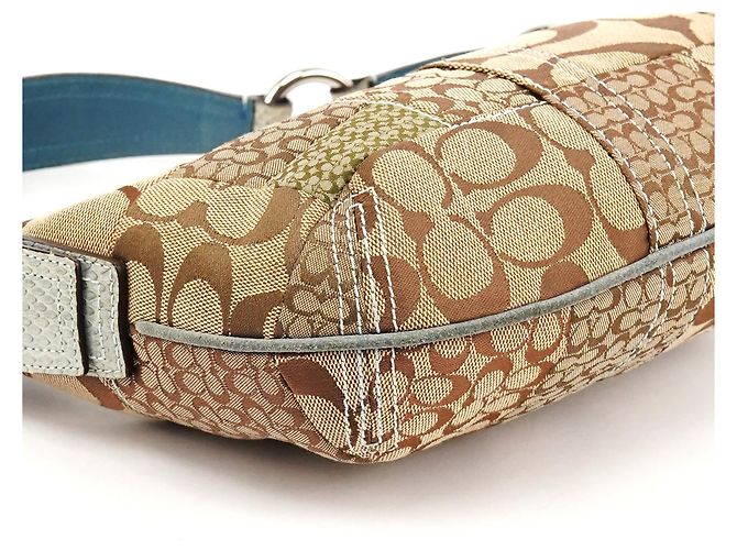 Coach Bolsa de ombro patchwork em python Beige Blue 3680 - vista 8