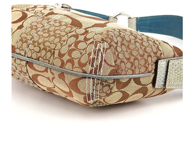 Coach Bolsa de ombro patchwork em python Beige Blue 3680 - vista 9