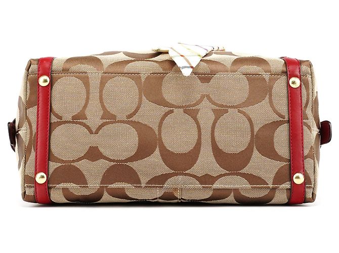 Coach Borsa Bowling Signature Beige Red F23006 - vista 4