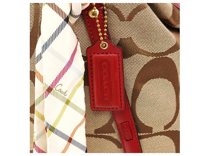 Coach Borsa Bowling Signature Beige Red F23006 - vista 5