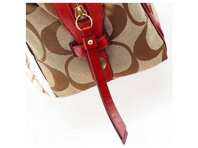 Coach Borsa Bowling Signature Beige Red F23006 - vista 6