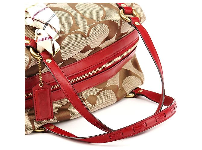 Coach Borsa Bowling Signature Beige Red F23006 - vista 9