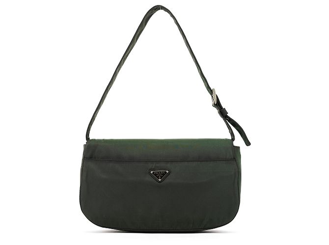 Prada Borsa a tracolla con patta in nylon Tessuto verde - vista 3
