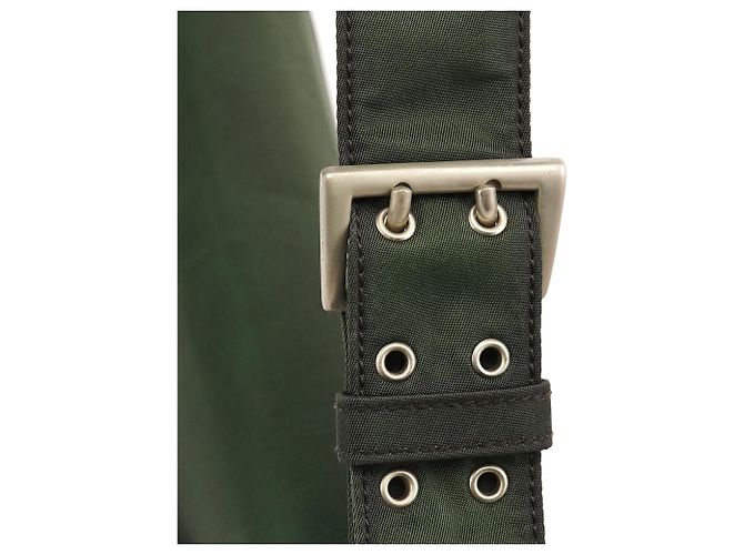Prada Borsa a tracolla con patta in nylon Tessuto verde - vista 7