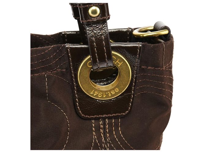 Coach 14417 Borsa Tote 2-Way in Nylon Matelassé Marrone - vista 7