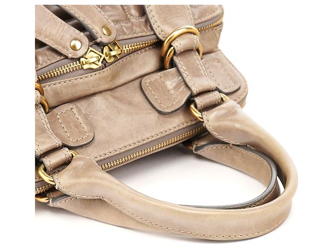 Chloé Borsa Tote Bay in pelle beige - vista 11