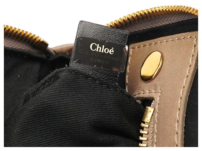 Chloé Borsa Tote Bay in pelle beige - vista 15