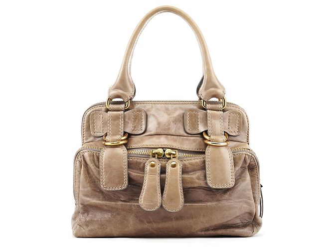 Chloé Borsa Tote Bay in pelle beige - vista 3