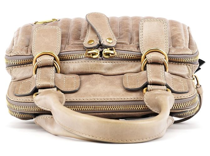 Chloé Borsa Tote Bay in pelle beige - vista 4